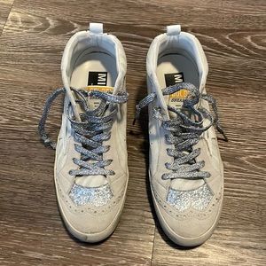Brand New Golden Goose Mid Star Zebra and Silver Glitter